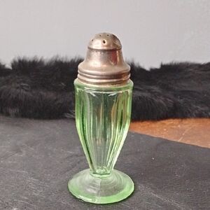 Vintage Green Glass Salt Shaker